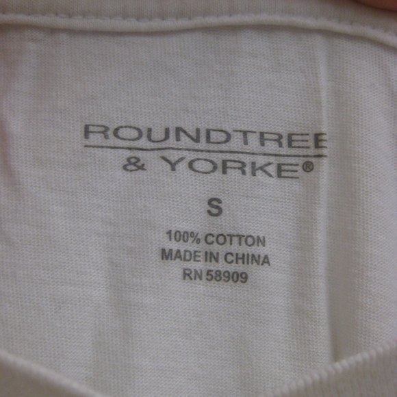 NWOT white Roundtree & Yorke tee shirt S small - Picture 4 of 4